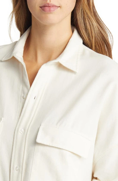 Shop Frank & Eileen Mcloghlin Oversize Cotton Shirt Jacket In Winter White