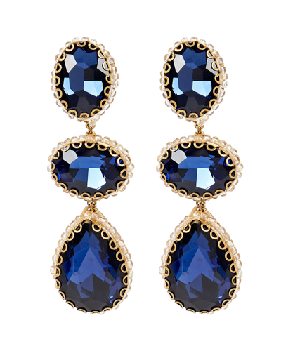 Shop Deepa Gurnani Hadlee Crystal Drop Earrings In Blue-med