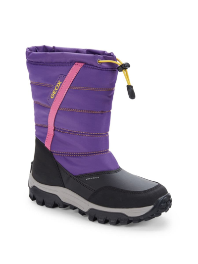 Shop Geox Girl's Himalaya High Top Boots In Purple Black
