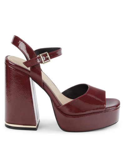 Shop Kenneth Cole New York Women's Dolly Leather Platform Heel Sandals In Plum