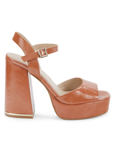 Shop Kenneth Cole New York Women's Dolly Patent Leather Platform Sandals In Clay