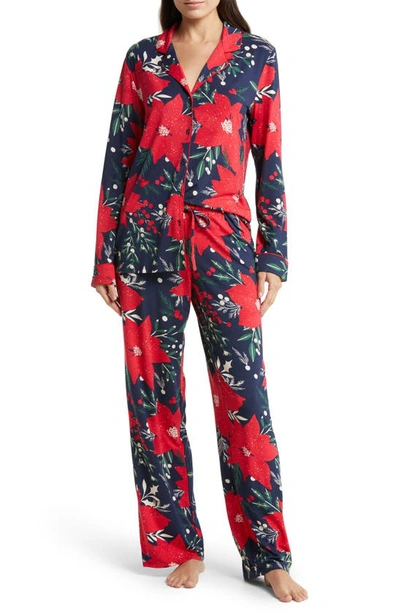 Shop Nordstrom Moonlight Eco Pajamas In Navy Peacoat Party Poinsettia