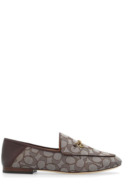 Shop Coach Hanna Signature Jacquard Loafers In Brown