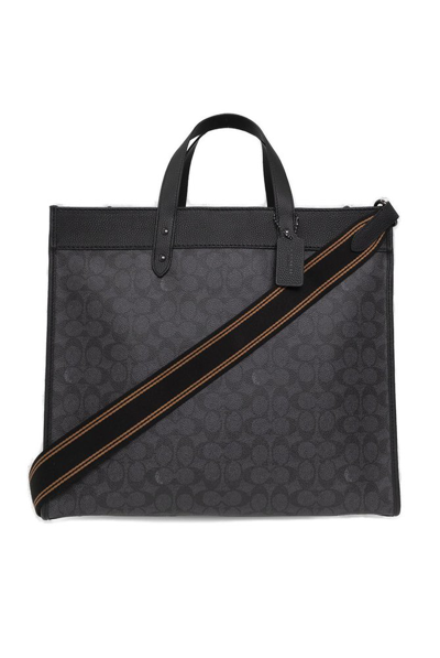 Shop Coach Field Monogram Pattern Tote Bag In Black