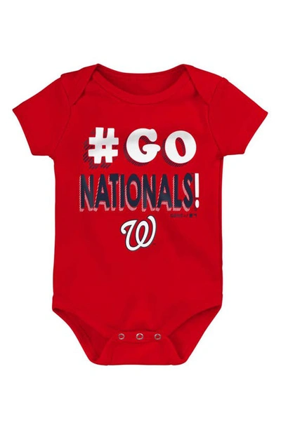 Outerstuff Unisex Infant Red And Navy And Gray Washington Nationals Born To Win 3-pack Bodysuit Set In Red