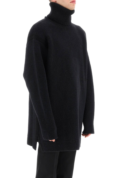 Shop Off-white Oversized Bouclé Sweater In Black