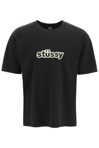 Shop Stussy Logo Print T-shirt In Black