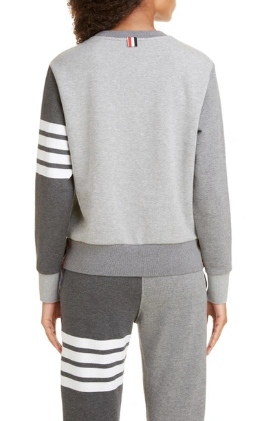 Thom Browne 4-bar Loopback Crew Neck Sweatshirt In Tonal Grey