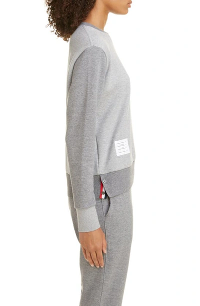 Shop Thom Browne Four-bar Cotton Sweatshirt In Tonal Grey