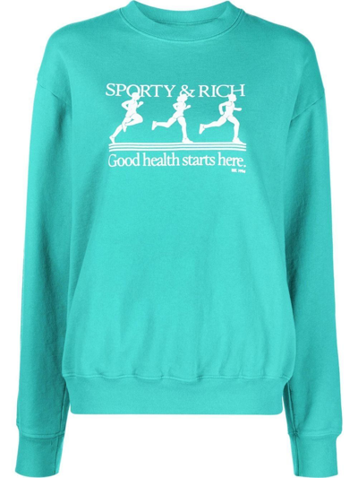 Shop Sporty And Rich Sporty & Rich Women's Light Blue Cotton Sweatshirt