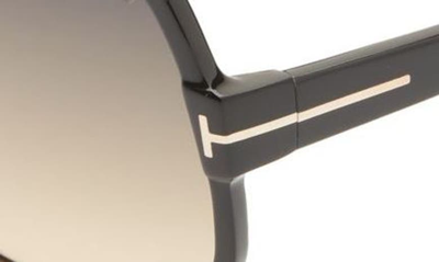 Tom Ford Delphine 60mm Gradient Sunglasses In Shiny Black / Gradient Smoke
