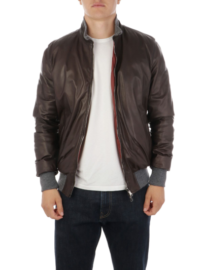 Shop Barba Men's Brown Leather Outerwear Jacket