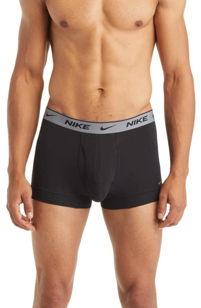 Shop Nike 3-pack Dri-fit Essential Stretch Cotton Trunks In Black Metal