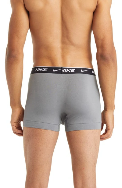 Shop Nike 3-pack Dri-fit Essential Stretch Cotton Trunks In Obsidian/ Grey/ University Red
