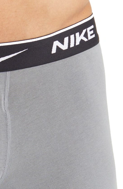 Shop Nike 3-pack Dri-fit Essential Stretch Cotton Trunks In Obsidian/ Grey/ University Red