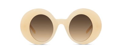 Shop Loewe New Branding Signature Lw 40089i 57f Oval Sunglasses In Brown