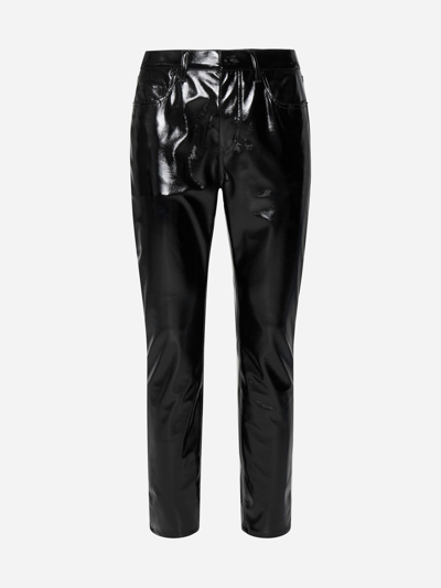 Shop Saint Laurent Vinyl Skinny Trousers In Black