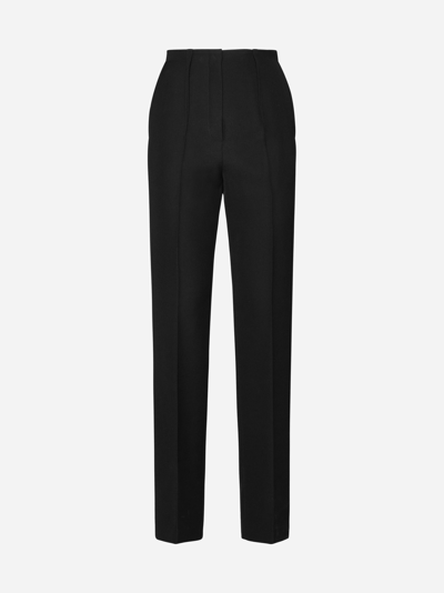 Shop Fendi Virgin Wool Trousers In Black