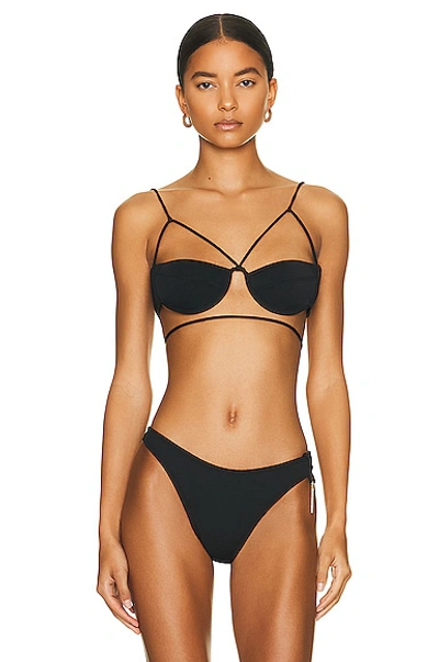 Jacquemus Le Haut Signature Bikini Top In Black | ModeSens