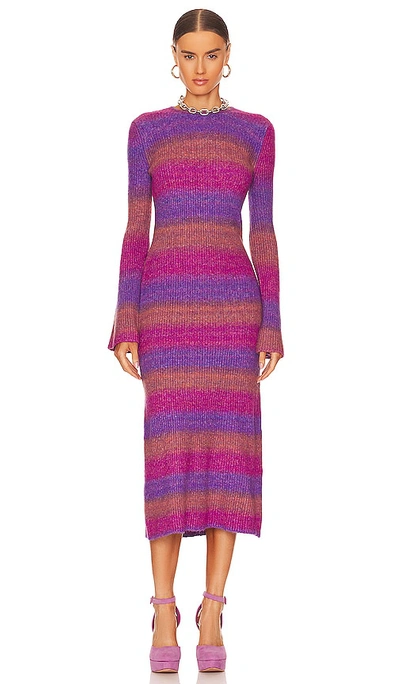 Simon Miller Axon Stripe Long Sleeve Sweater Dress In Distorted Stripe