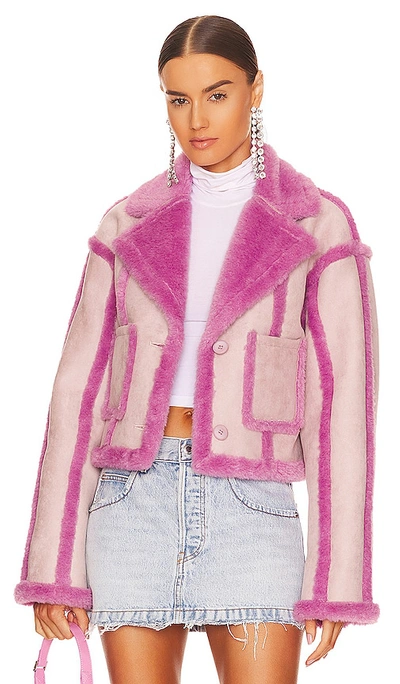 Shop Ow Collection Berlin Faux Fur Jacket In Lavender