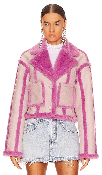 Shop Ow Collection Berlin Faux Fur Jacket In Lavender