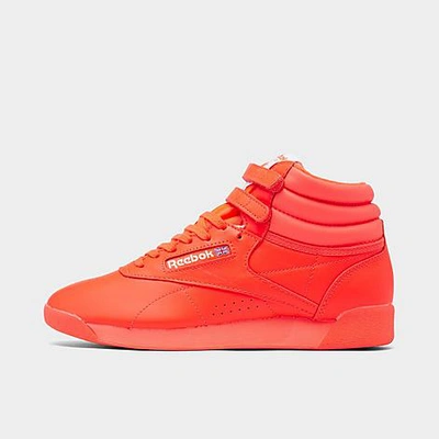 Shop Reebok Women's Freestyle Hi Casual Shoes In Orange Flare/orange Flare/footwear White
