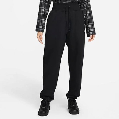 Shop Nike Women's Sportswear Phoenix Fleece Oversized High-waist Jogger Pants In Black/sail
