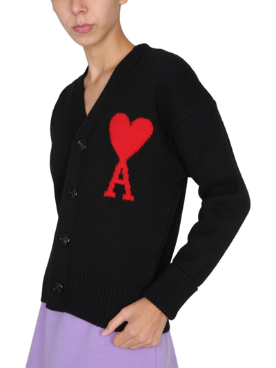 Shop Ami Alexandre Mattiussi V-neck Cardigan In Black