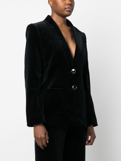Shop Alberta Ferretti Single-breasted Velvet Blazer In Black