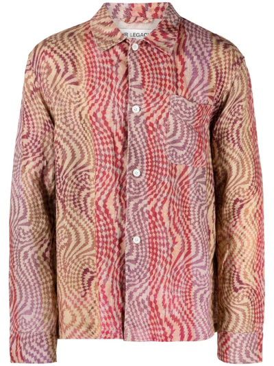 Shop Our Legacy Abstract-pattern Embroidered Shirt In Red