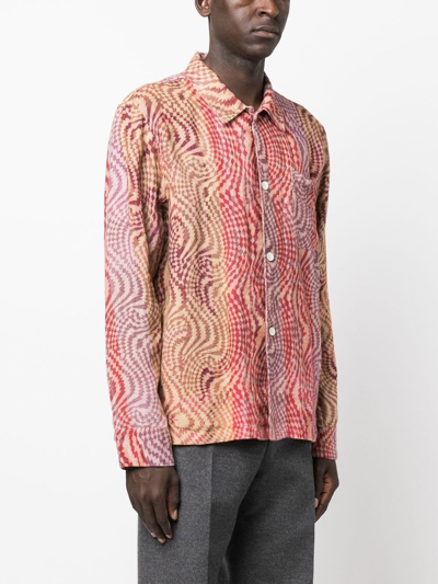 Shop Our Legacy Abstract-pattern Embroidered Shirt In Red
