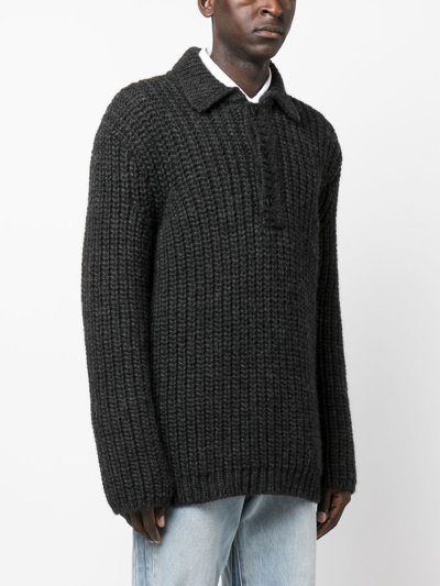 Shop Our Legacy Big Piqué Chunky Knit Jumper In Grey
