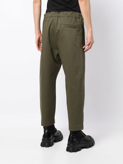 Shop Oamc Regs Belted Cropped Trousers In Green