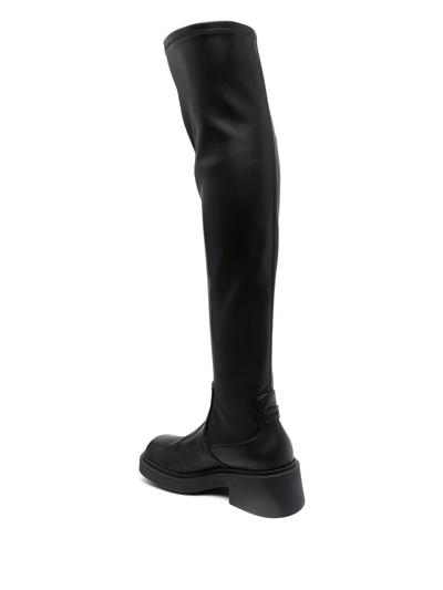 Shop Furla Attitude Leather Thigh-high Boots In Black