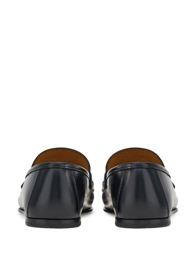 Ferragamo Galileo Gancini Buckle Leather Loafers In Black