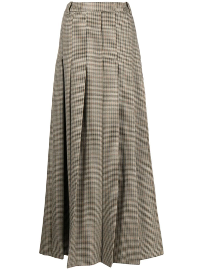 Shop N°21 High-waist Pleated Skirt In Brown