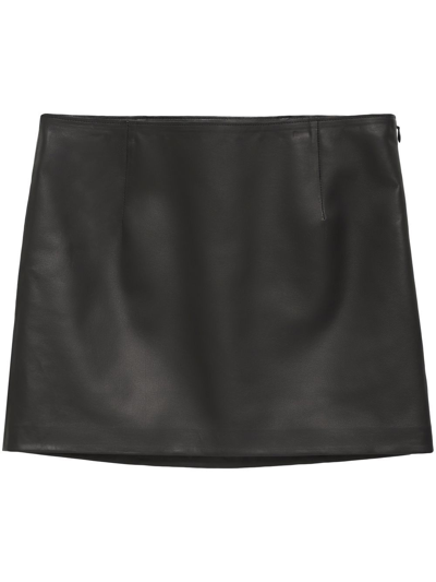 Shop Anine Bing Alina Leather Mini Skirt In Black