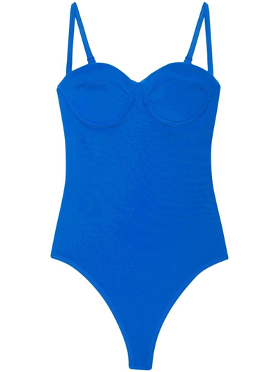 Shop Anine Bing Via Underwired Bodysuit In Blue
