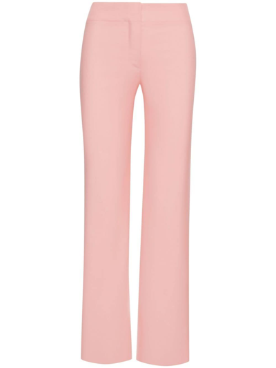 Oscar De La Renta Zip Front Wide Leg Pants In Pink
