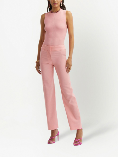 Oscar De La Renta Zip Front Wide Leg Pants In Pink