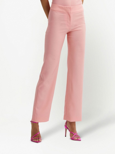 Oscar De La Renta Zip Front Wide Leg Pants In Pink