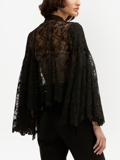 Oscar De La Renta Floral-lace Detail Blouse In Black