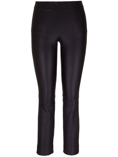 Vince Cropped Black Leggings In Sheep Leather In Black