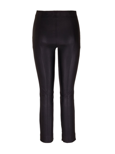 Shop Vince Leather Slim-cut Trousers In Black