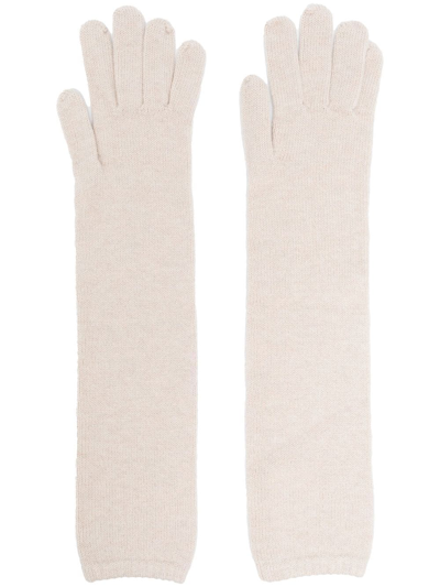 Shop Gentry Portofino Knitted Long Gloves In Neutrals