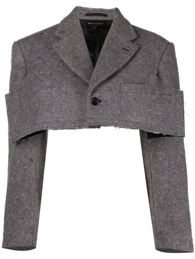 Shop Comme Des Garçons Cropped Blazer Jacket In Grey