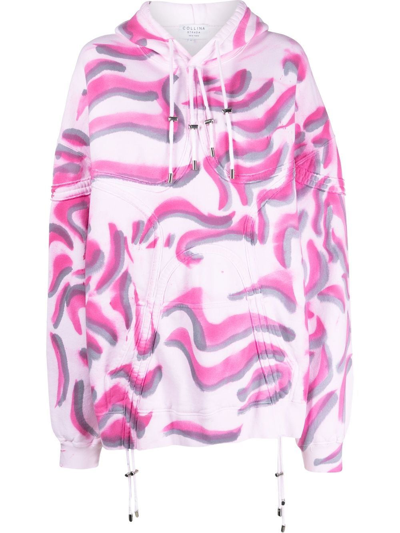 Shop Collina Strada Zebra Star Printed Drawstring Hoodie In Pink