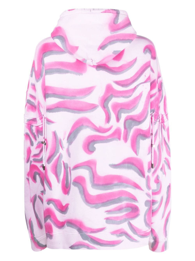 Shop Collina Strada Zebra Star Printed Drawstring Hoodie In Pink