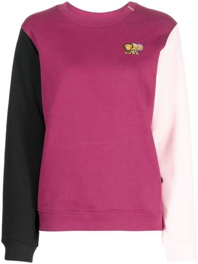 Shop *baby Milo® Store By *a Bathing Ape® Logo-print Long-sleeve Sweatshirt In Purple
